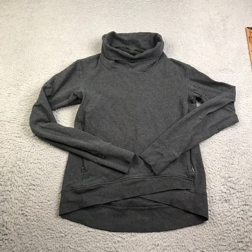 Lululemon On The Double Pullover Womens 6 Heather Gray Cowl Turtleneck Sweater